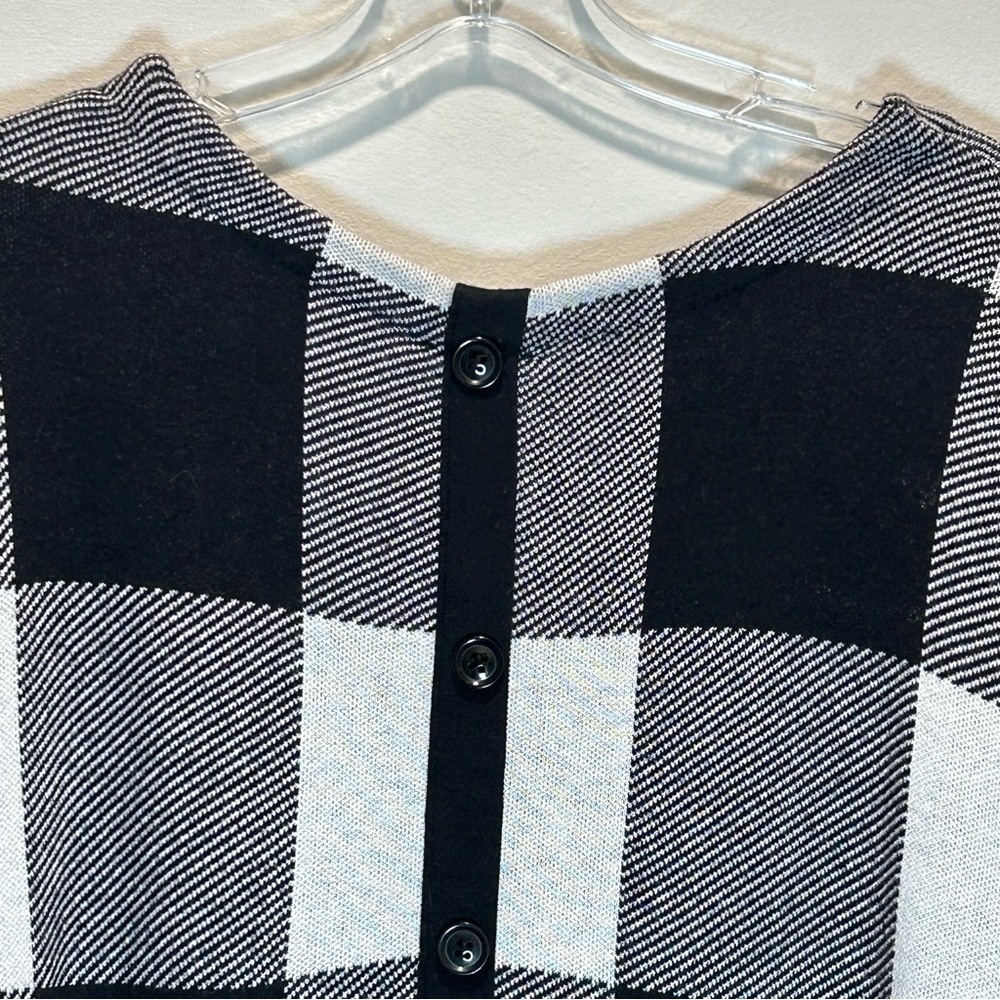 Worthington Black White Plaid Sweater Drop Shoulders 3/4 Sleeves - Extra Large - Picture 7 of 8